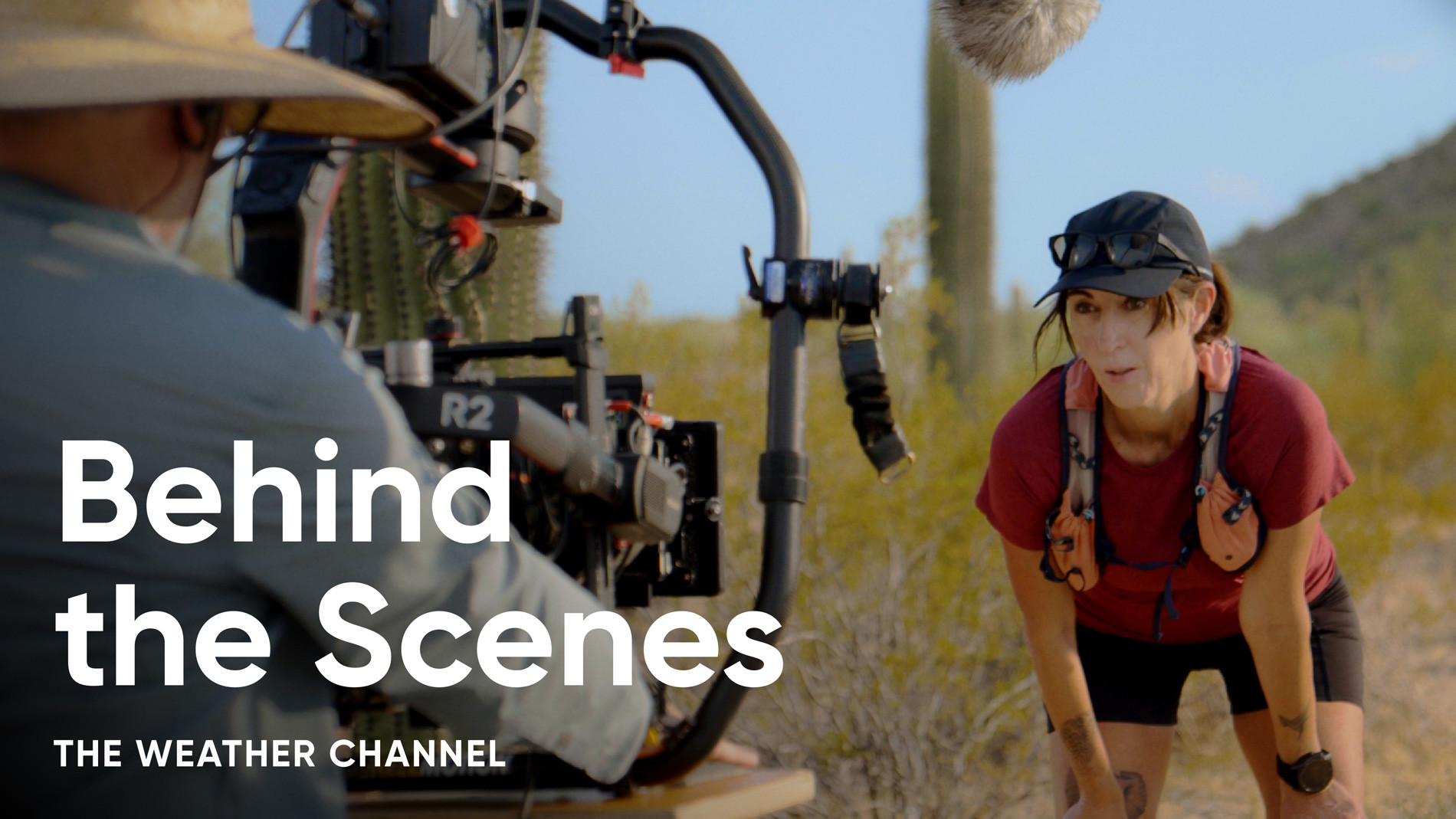 woman being filmed in the desert